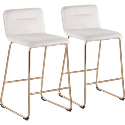 Casper 26" Counter Stool in Cream Velvet & Gold Metal (Set of 2)